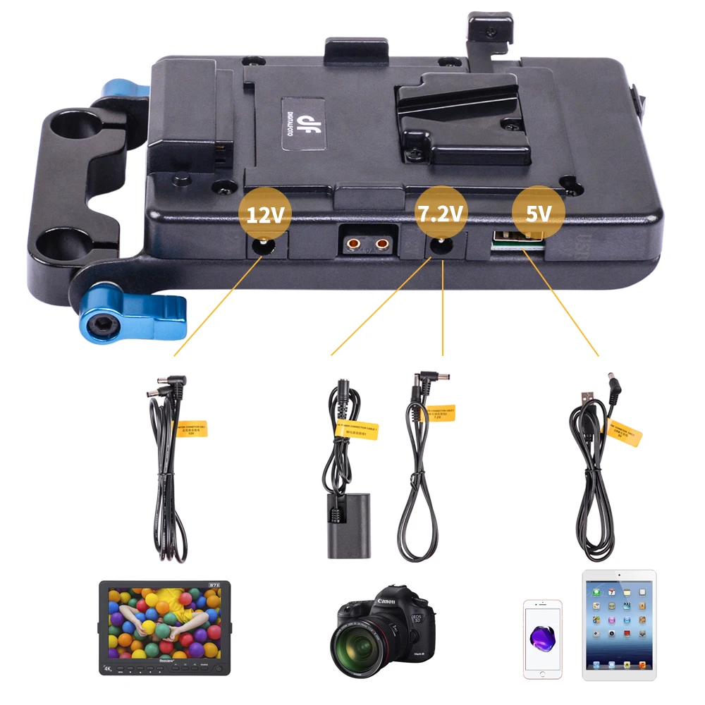 DSLR 5D2 камера V Монтажная пластина Блокировка питания с DC кабелем USB разъем вариант