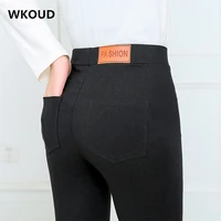 2021 black pencil pants women stretch skinny leggings high waist pockets slim thin trousers female fitness joggers p8746