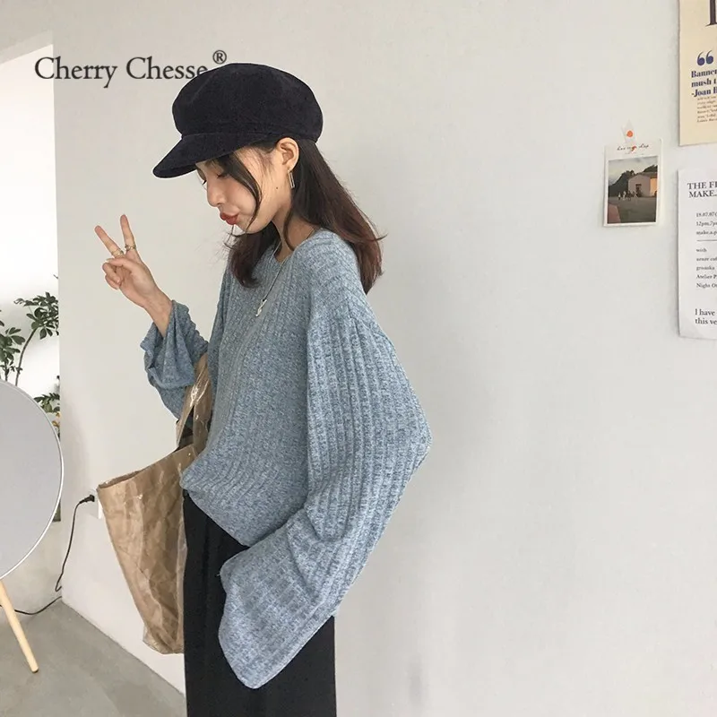 Cherry Chesse Harajuku Для женщин трикотажная футболка с длинными рукавами и круглым