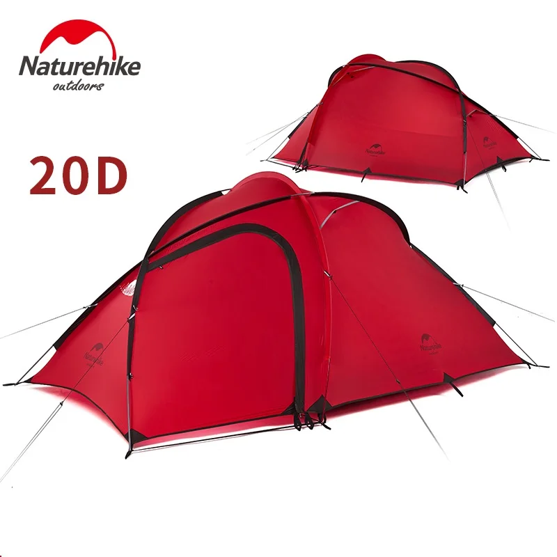 NatureHike Hiby 3 Человек Палатка Открытый 2 комнаты 3 человека 20D нейлон силиконовый Сверхлегкий Семейный Кемпинг палатка красный/серый