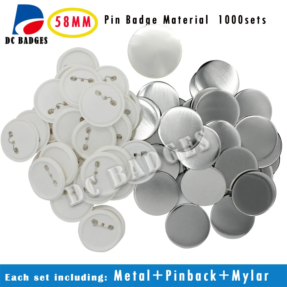 

1000sets NEW Professional 2-1/4"(58mm) Plastic Pinback Button Parts ,Blank button Badge Supply Materials