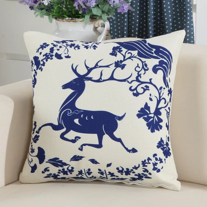 Классический винтажный синий и белый фарфоровый стиль наволочка для подушки