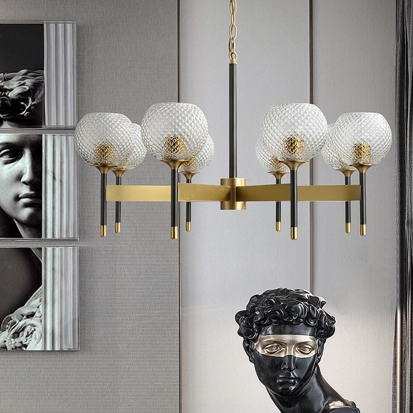 

Nordic Loft Creative LED Chandeliers Modern Living Room Gold Luxury Hanging Lamp Pineapple Pattern Lampshade Droplight Lighting