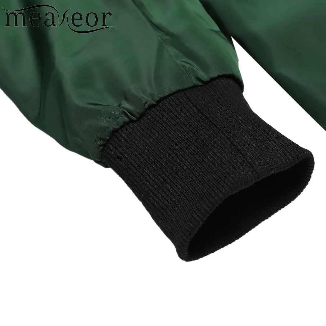 Meaneor Женская Осенняя Классическая бейсбольная куртка бомбер на молнии с длинным