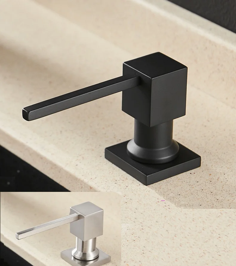 

Brushed Nickel Black Soap Lotion Dispenser WASHING UP LIQUID DISPENSER PUMP ACTION WORKTOP KITCHEN STAINLESS STEEL SINK BASIN