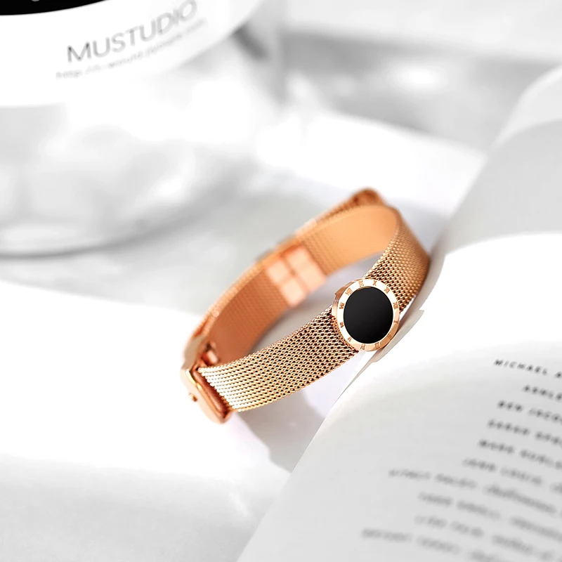 

YUN RUO 2019 New Fashion Luxury Knot Lovers Bangle Rose Gold Color Women Birthday Gift Party Titanium Steel Jewelry Never Fade