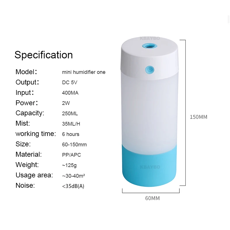 250 мл ультразвуковой увлажнитель воздуха USB Мини Арома-диффузор очиститель
