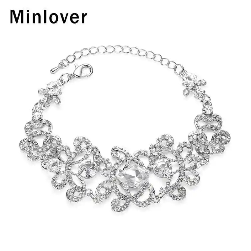 Minlover Модный свадебный браслет для женщин Золотой/синий цвет каплевидный