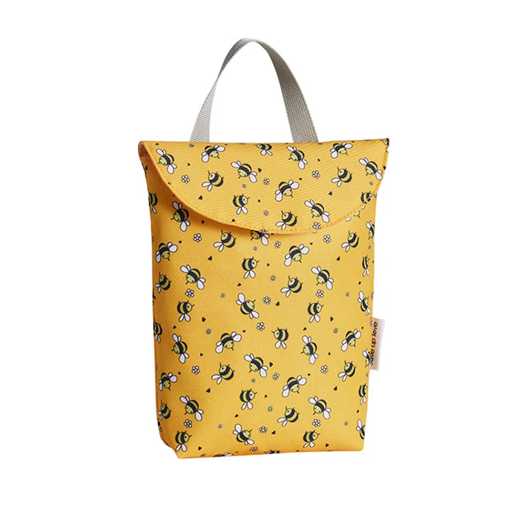 Bee Multifunctional Baby Diaper Bag Organizer Portable Mummy Nappy Storage Bag Waterproof Printed Reusable Stroller Organizer - Цвет: Bee