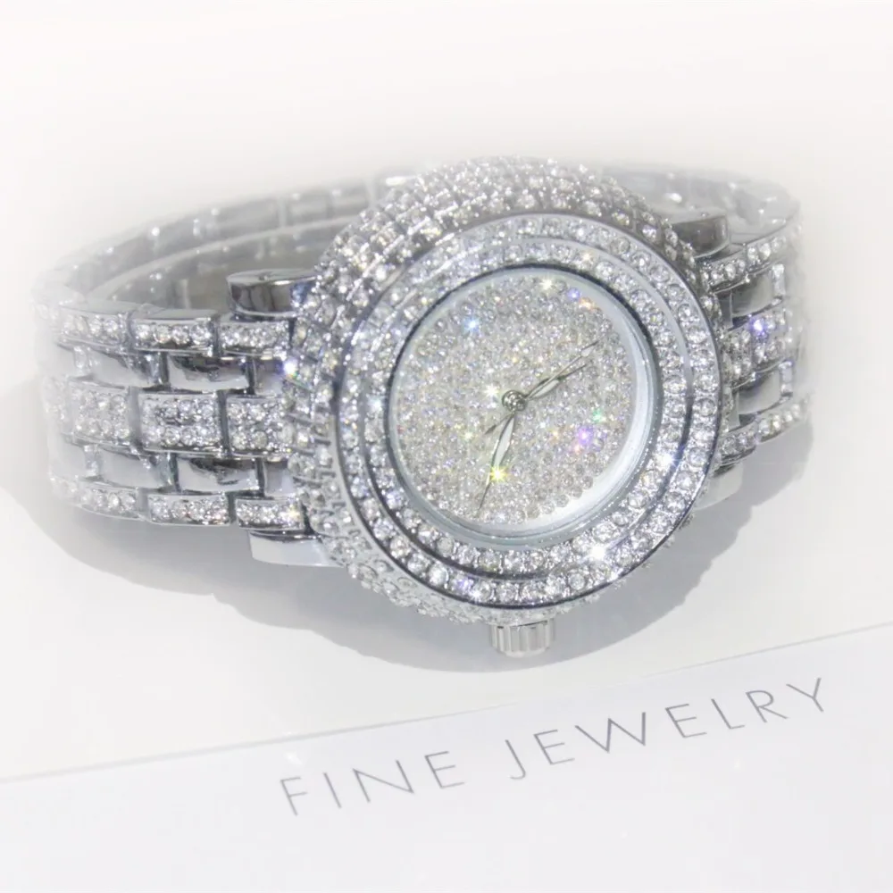 Сверкающие Стразы BS роскошные стальные кварцевые часы женские наручные под