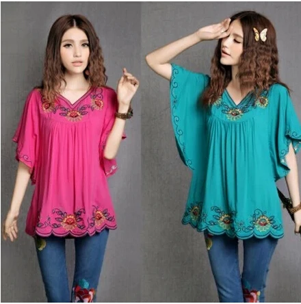 Новый летний 2019 Винтаж мексиканская Этническая цветок вышивка Boho Хиппи Бабочка