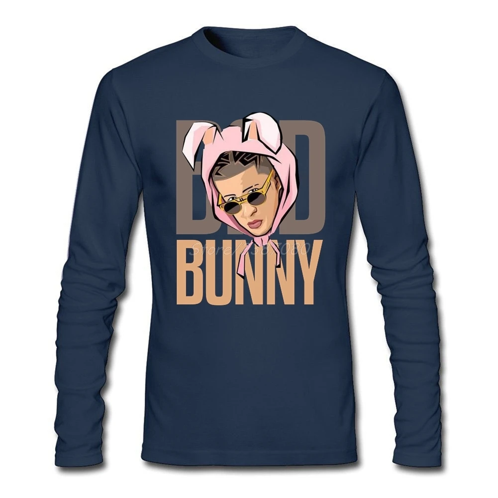 Плохой Кролик футболка на заказ с длинным рукавом футболки для Для мужчин 2019