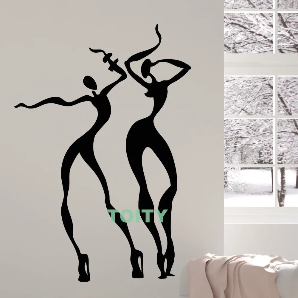 

Виниловая настенная наклейка с мультяшными людьми раньше, наклейка в виде родных африканских жителей, домашний интерьер комнаты, художеств...