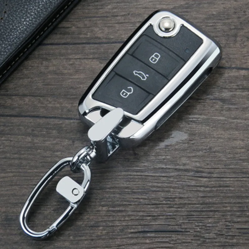 Zinc alloy leather Key Case Bag Cover For VW Golf 7 mk7 Skoda Octavia A7 New Polo Portect Car Accessories | Автомобили и