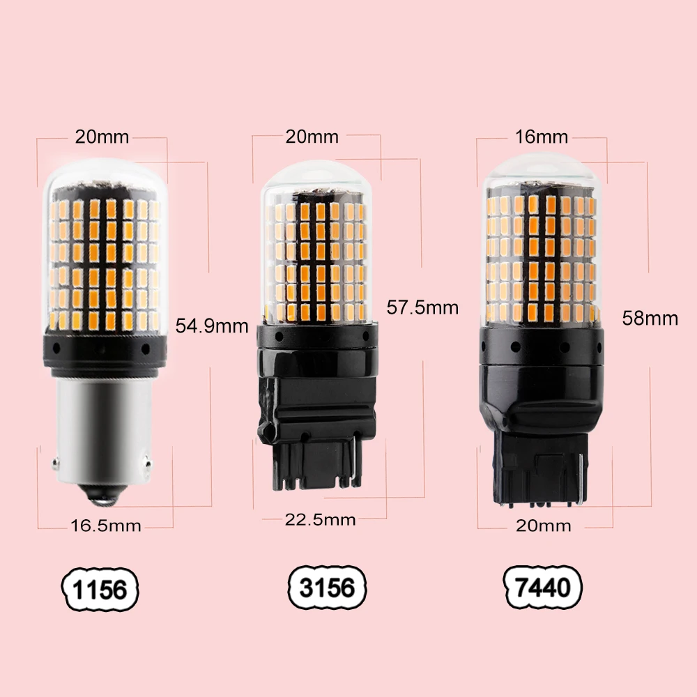 Светодиодные лампы T20 7440 W21W CanBus 3014 144 smd LED без ошибок 1156 BA15S P21W BAU15S PY21W светодиодный