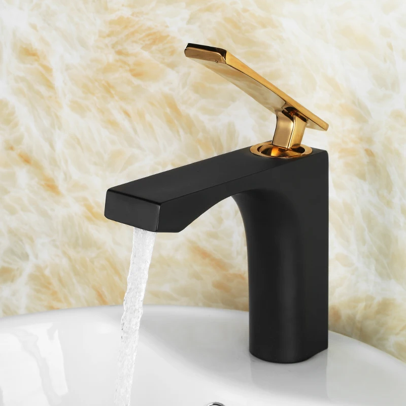 

Die-casting Quality choice Single Handle Bathroom Sink Faucet Solid Brass Basin Mixer Taps,Black gold plating