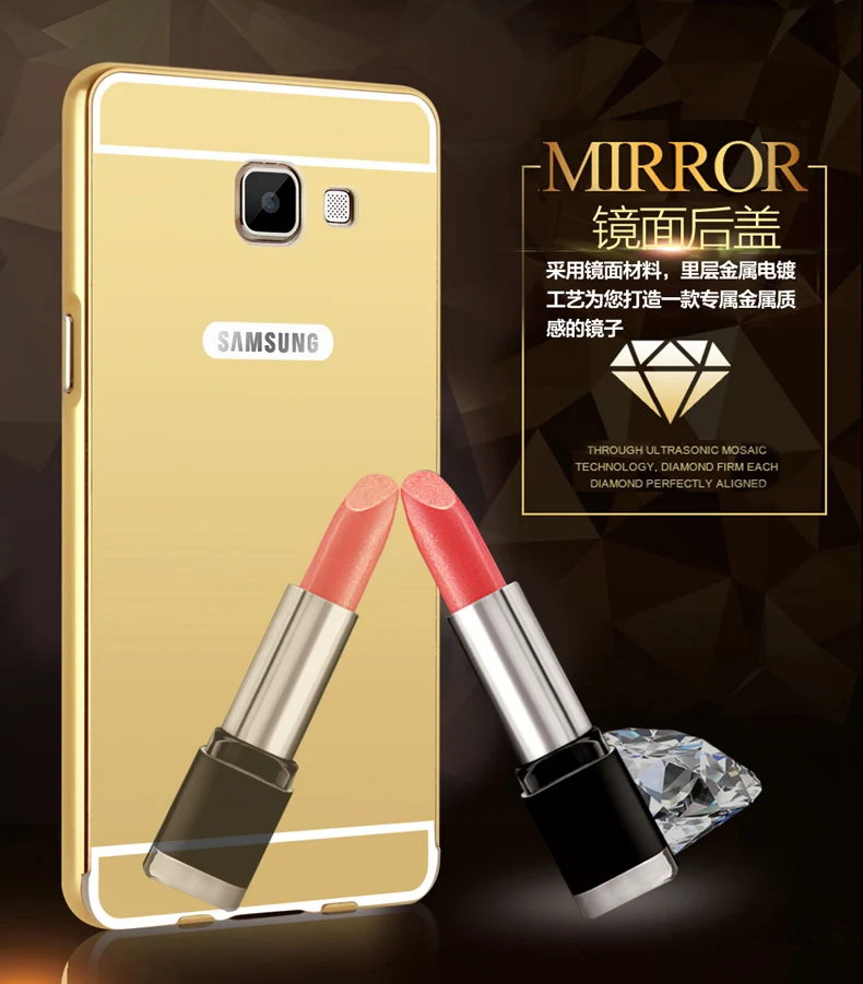 Чехол для мобильного телефона с зеркальной отделкой, бампером и задней панелью из ПК с алюминиевой рамой для Samsung Galaxy C5 C5000 "Luxury Aluminum Frame Mobile Phone Coque Fundas New on".