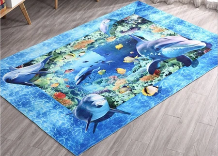 Multi Размеры 3D Дельфин Ковры Спальня украшения мягкий пол Ковры Blue Sea Ocean Гостиная коврики противоскользящая коврики C100