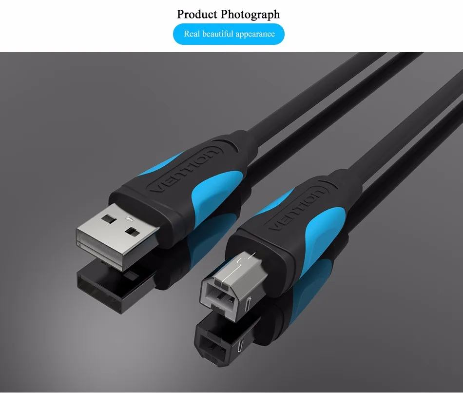 Vention usb кабель для принтера высокоскоростной A-B папа-папа usb кабель для принтера Синхронизация данных для 3d принтера этикеток lenovo 1 м 2 м 3 м