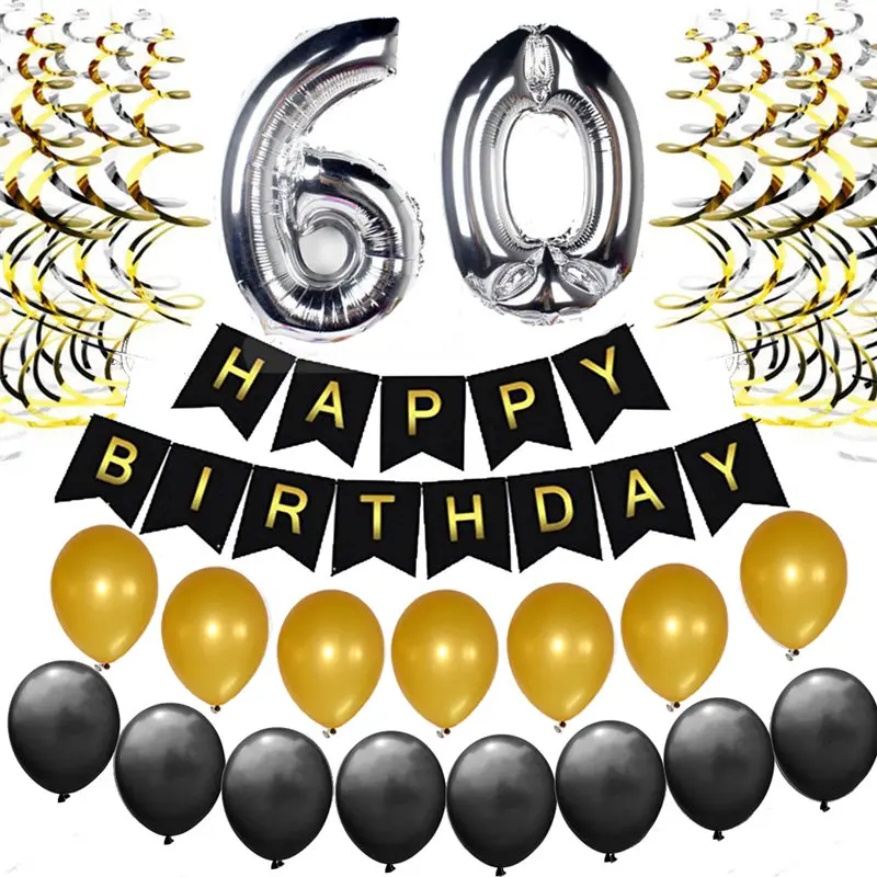 25th 30th 35th 40th 50th День Рождения украшения набор счастливый плакат "с днем рождения" фольги латексные воздушные шары идеально 25 лет вечерние поставки