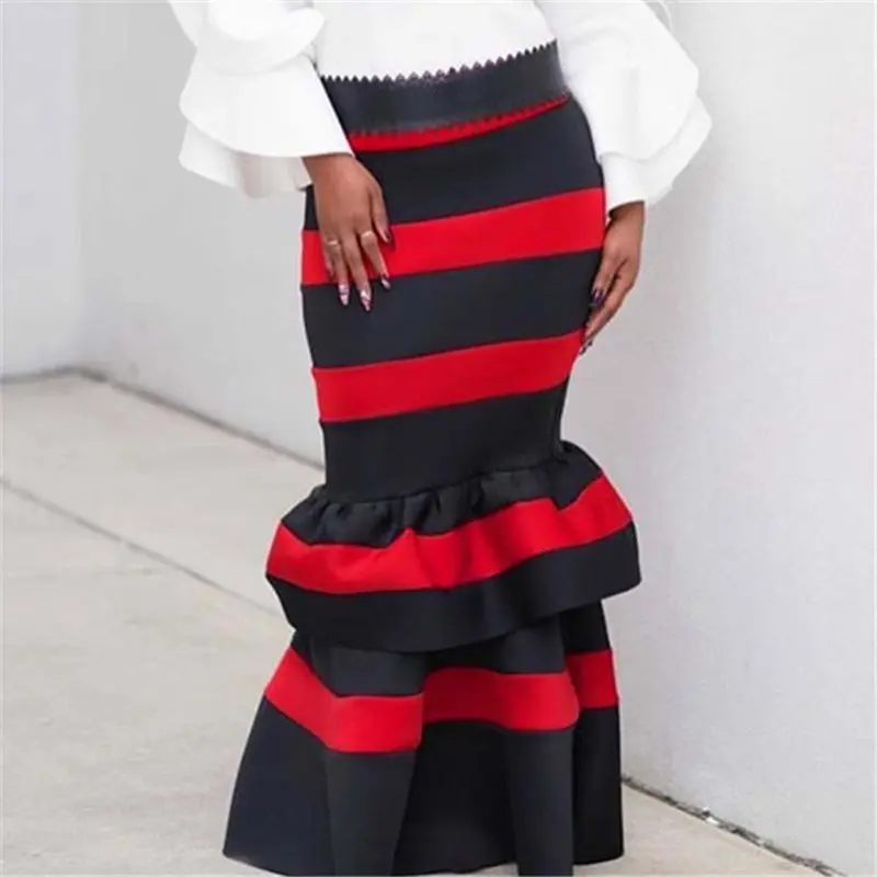 Вечерние длинные сексуальные Облегающие юбки женские с рюшами винтажные