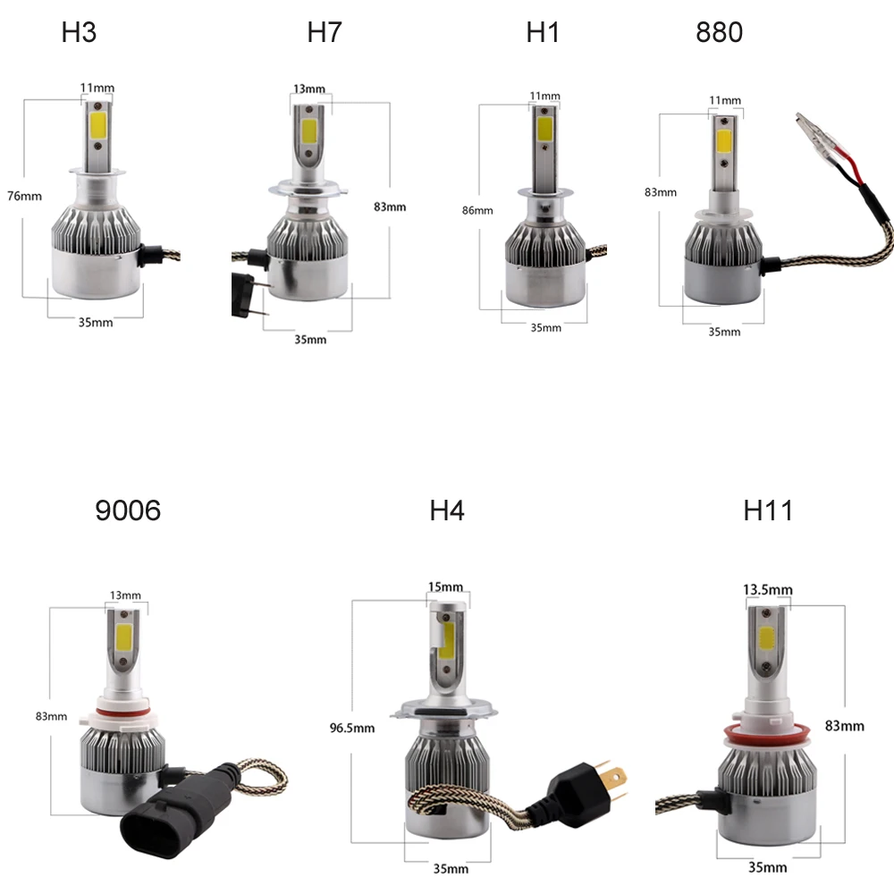 YM E Bright 1 комплект (2 шт.) H1 H3 H4 9005 9006 H7 H8 H11 880 881 C6 COB 36W светодиодный налобный фонарь