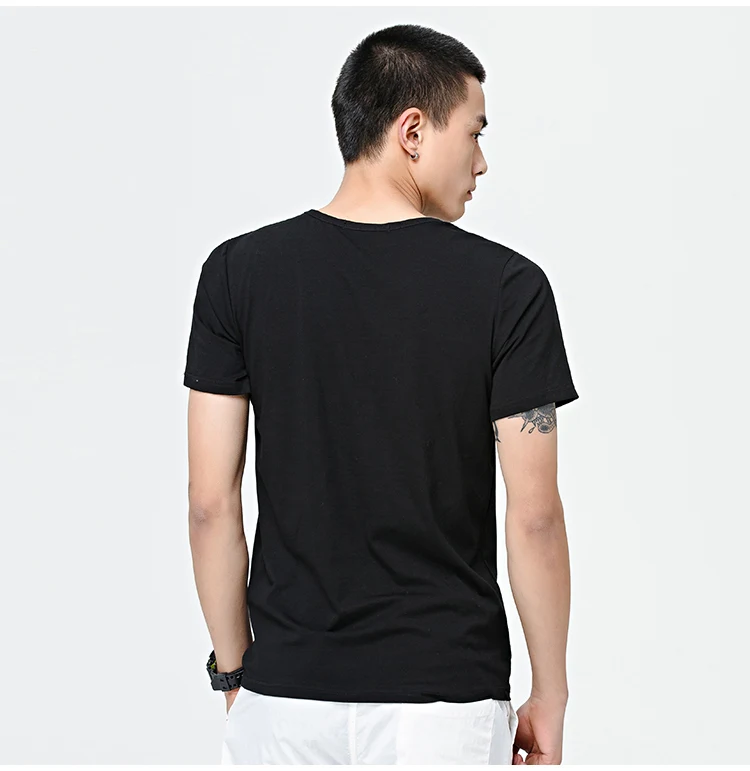 Повседневная Футболка Мужчины С Коротким Рукавом Китайское Слово Печати Модный