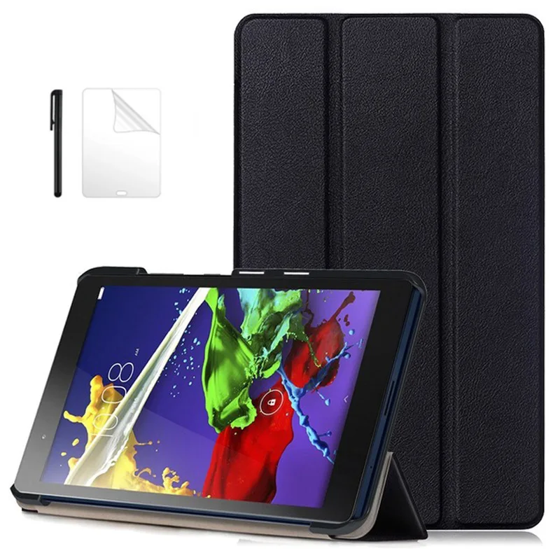 Тонкий кожаный чехол-книжка из искусственной кожи чехол для lenovo TAB3 Tab 3 8 Plus 8703 8703x TB-8703F TB3-8703 TB3-8703 защитный планшет чехол+ Защитная пленка на экран+ подставка для ручек