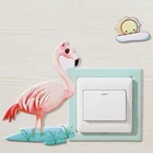 Горячее животное Единорог Фламинго крышка мультфильм декор комнаты 3D Настенный силиконовый переключатель ВКЛ-ВЫКЛ светящийся светильник ключатель света выход Настенная Наклейка