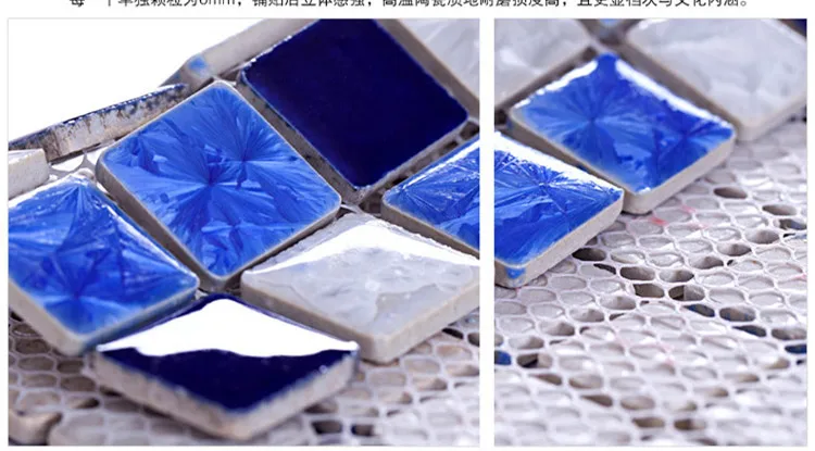 Китай полированный фарфор Темно-синие белый Керамика мозаика плитка кухня щитка