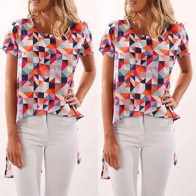 Женская Свободная блузка с коротким рукавом и круглым вырезом|loose blouse|blouses summerblouses
