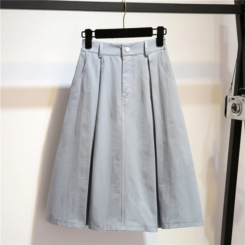 Юбка с высокой талией Женская летняя длинная юбка 2018 новая Однотонная двумя