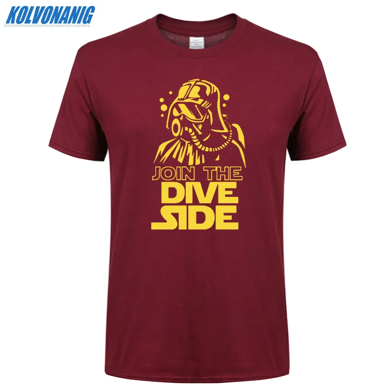 Футболка с забавным принтом JOIN THE DIVE SIDE DARK подводный принт Хлопковая мужская одежда с коротким рукавом и круглым вырезом брендовая футболка размера плюс