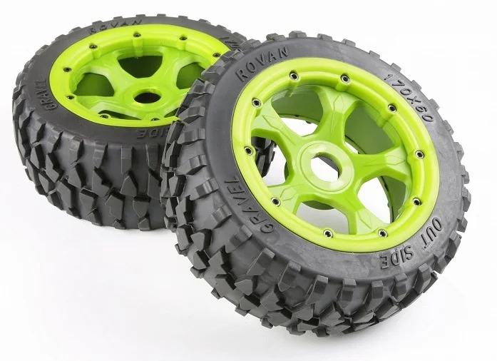 Front Wheels Gravel Tyre with Strong Nylon Hub for HPI Rovan 1/5 scale Baja 5B