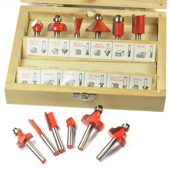 

1/4" 6.35mm Wood Router Bits Set Engraving Machine Milling Cutter Wood Cutter Woodworking Router Bits 12PCS