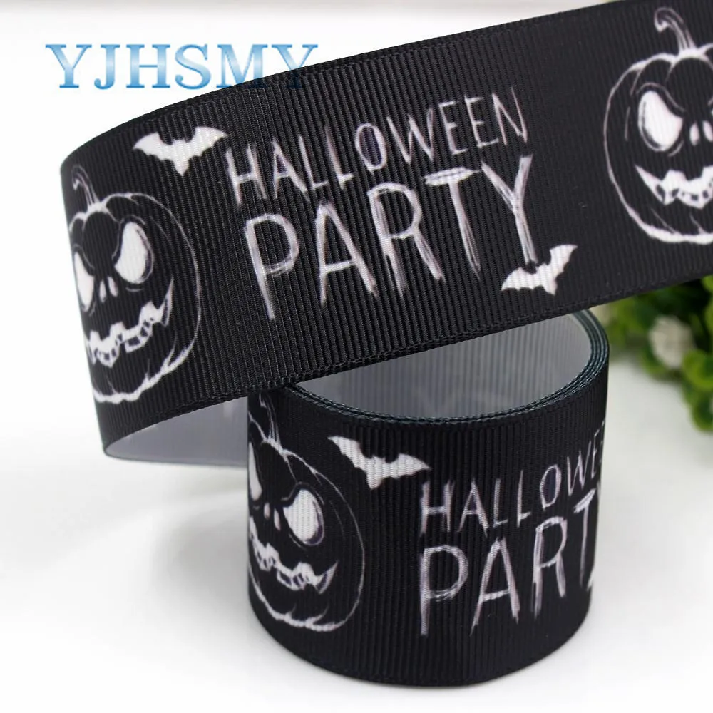 Ленты гроздья Halloween с принтом для рукоделия, изготовления аксессуаров для волос и упаковки свадебных подарков, 38 мм, 5 ярдов.