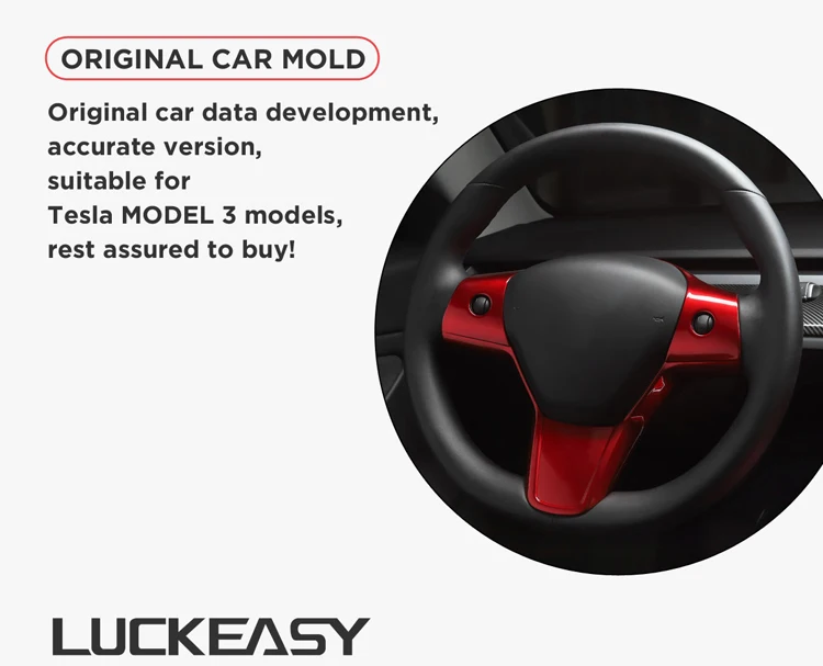 LUCKEASY Автомобильный руль декоративная заплатка для Tesla модель 3 ABS рулевое колесо аксессуары декоративная рамка патч красный/белый
