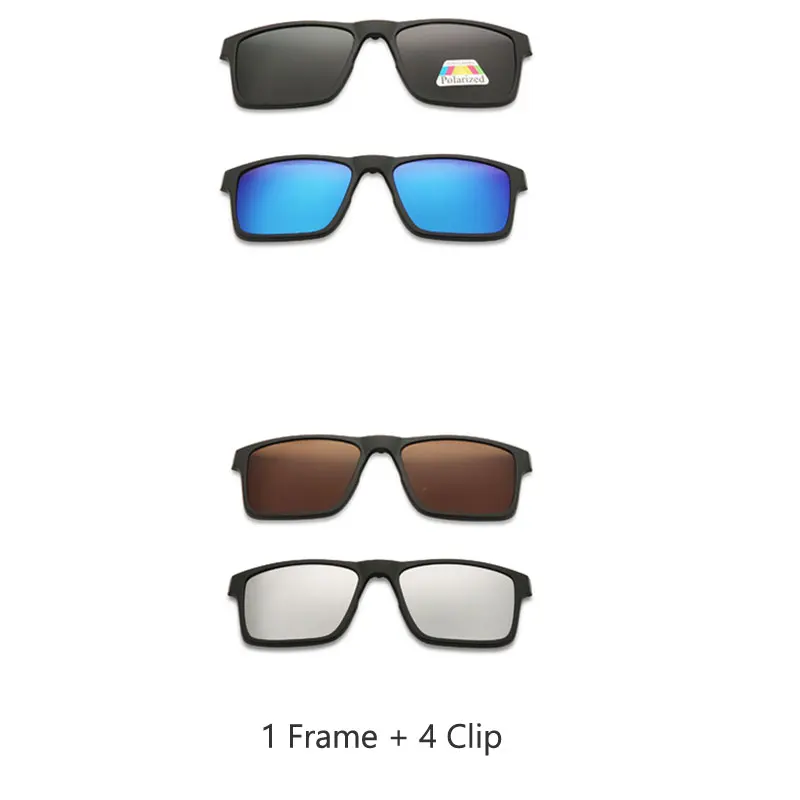 1 Frame 4 sun cover Винтажные поляризационные мужские Солнцезащитные очки женские 5 в 1 Набор очков TR90 оптические оправы по рецепту очки Корректирующие UV40 - Цвет линз: 1 Frame 4 sun cover