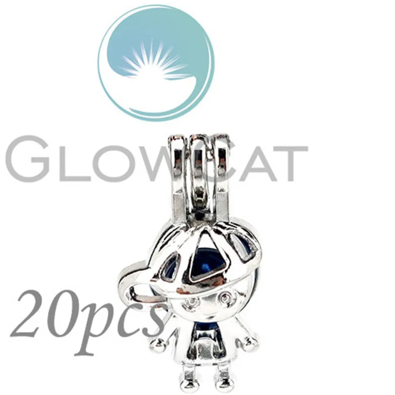 

20x Cartoon Boy Beads Cage Locket Pendant Perfume Diffuser Pearl Cage KK1242