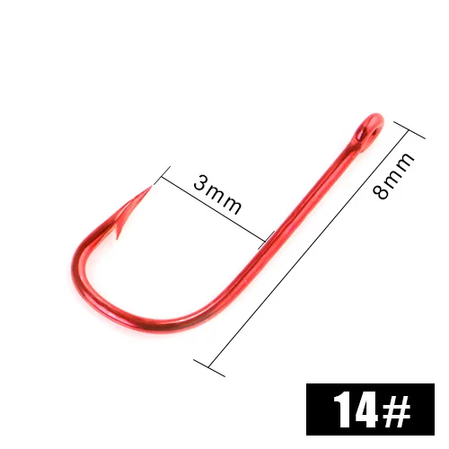 size 14 Рыболовные крючки FISH KING из углеродистой стали, джиг-голова, колючие крючки, размер#6-#14, аксессуары для ловли карпа, набор рыболовных крючков с глазами Pesca - Цвет: size 14