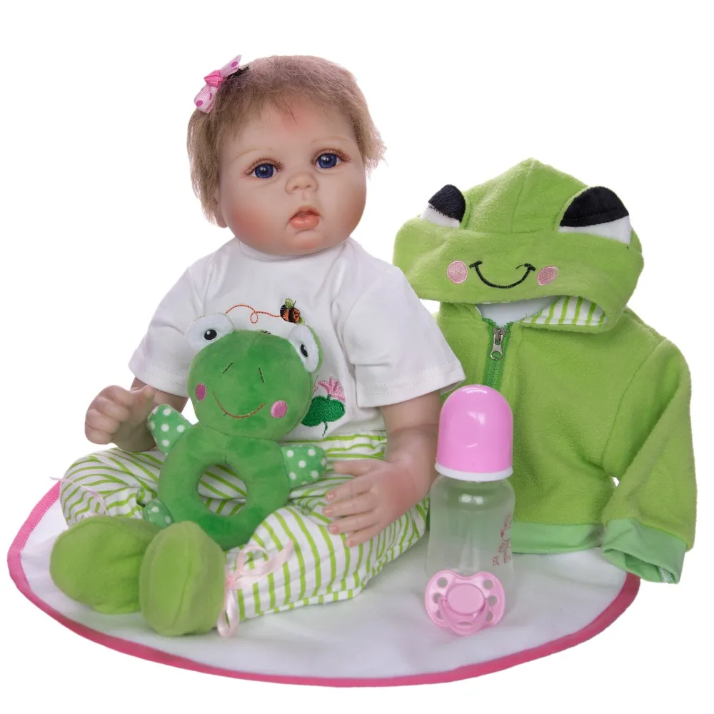 Reborn Baby Dolls 50 55 см мягкий силикон зеленая лягушка мягкая ткань Новорожденные