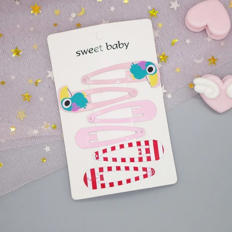 N 6PCS New Cute Cartoon Metal Printing Colour Animal Baby BB Clips Kids Headwear Children Accessories Girls Hairpins Hair Clip - Цвет: N