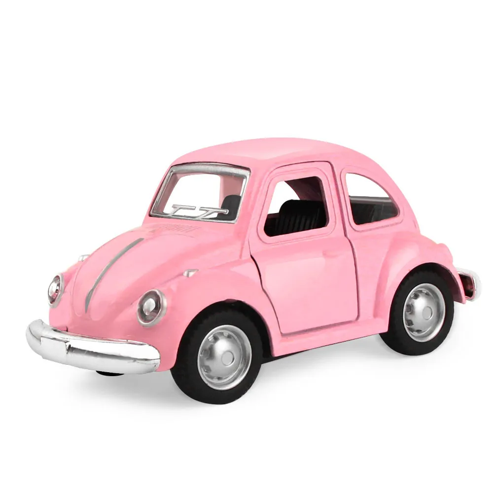 Pink 6 типов мини Литой Сплав модель автомобиля милые винтажные раздвижные игрушки автомобиль для мальчиков Ранние развивающие игрушки для детей - Цвет: Pink