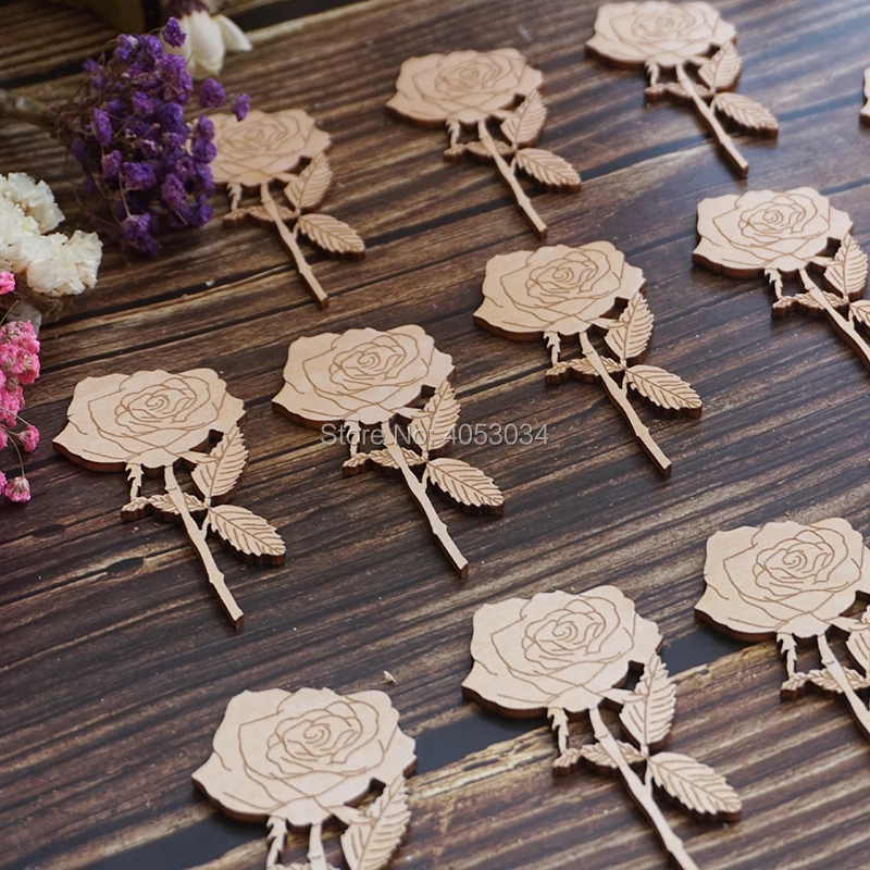 Rose Flower And Stem Craft Shapes 3mm Plywood Flowers Plants Tree | Дом и сад