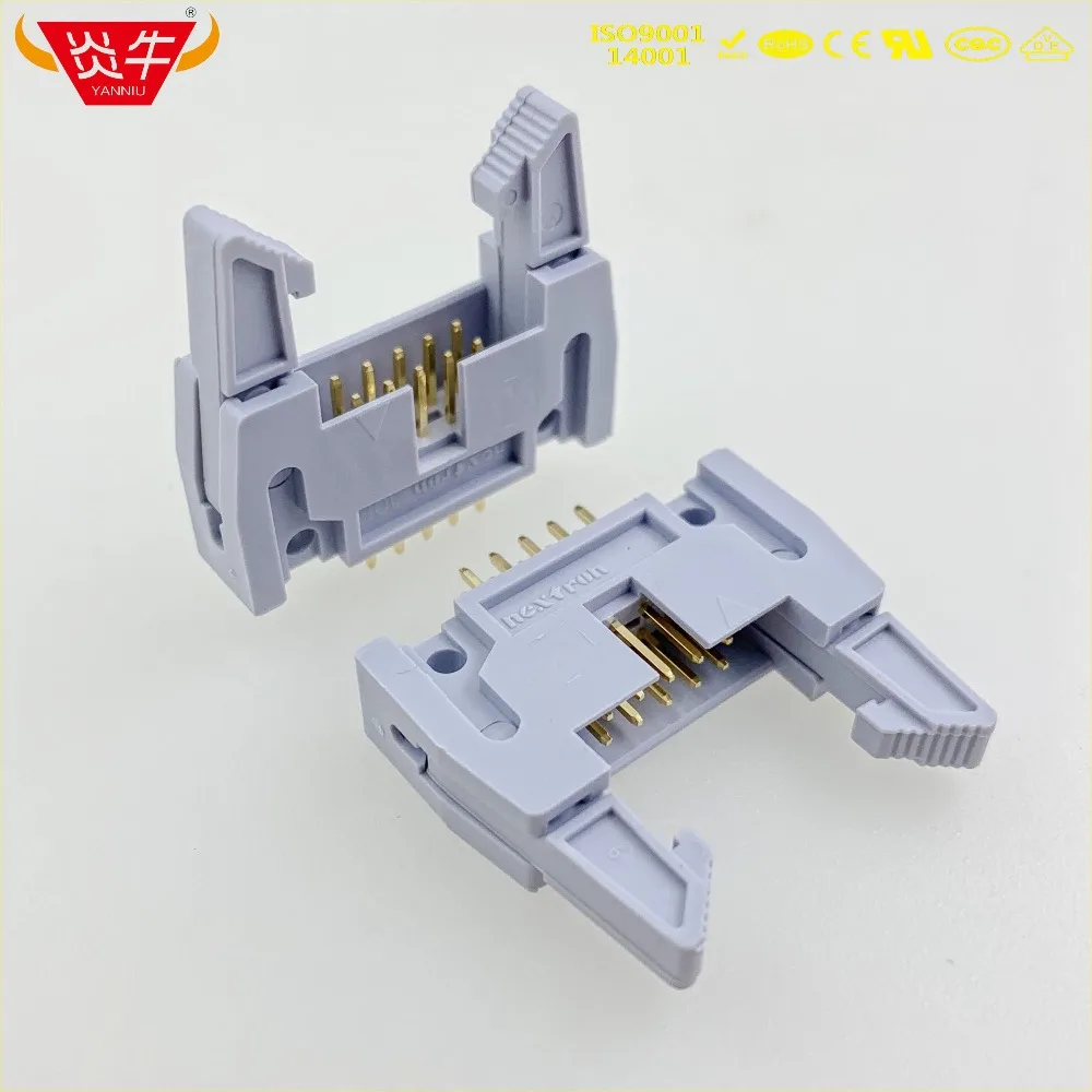 

DC2-10P IDC SOCKET BOX 2.54mm PITCH EJECTOR HEADER STRAIGHT CONNECTOR 2*5P 10PIN CONTACT PART OF THE GOLD-PLATED 3Au YANNIU