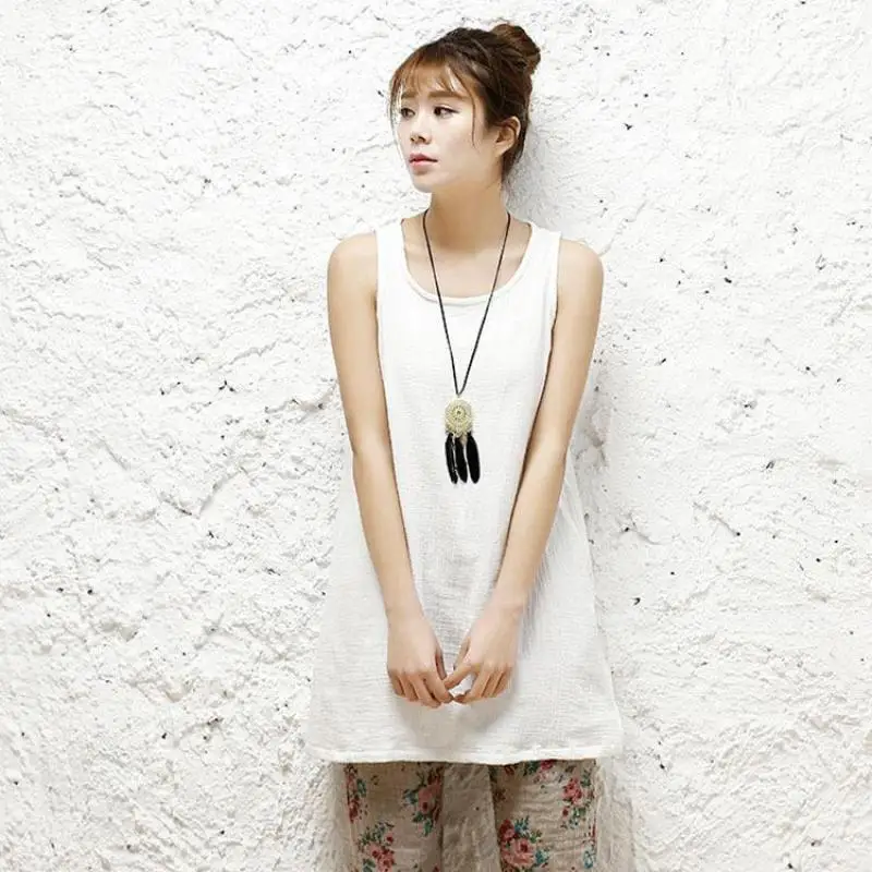 Весна-лето 2020 оригинальный Простой хлопковый льняной топ на бретелях для женщин