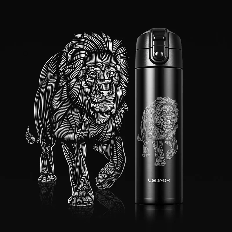 lion Термос термо, вакуумная колба для кофе, Термокружка Из Нержавеющей Стали, автомобильная Спортивная Изолированная термобутылка для воды, термосы для чая - Цвет: lion