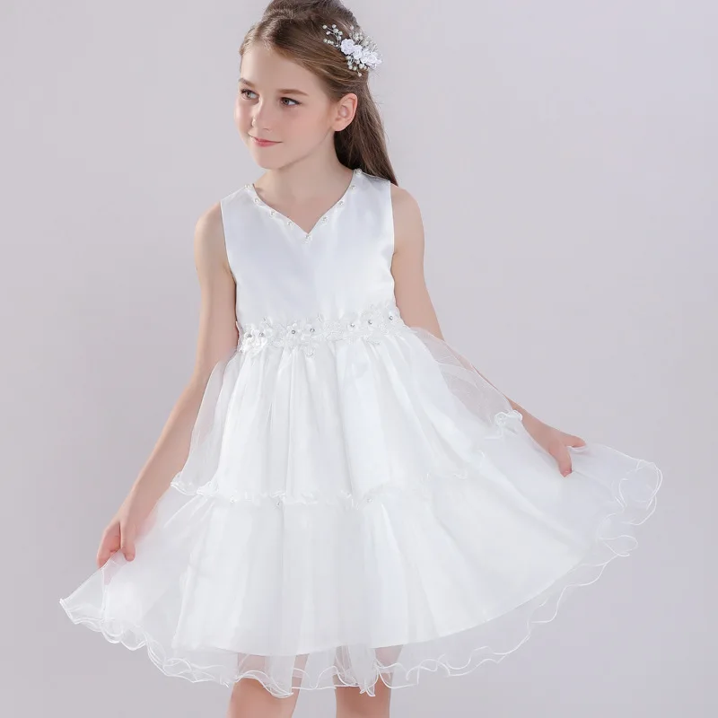 Детское вечернее платье принцессы белое элегантное на день рождения и свадьбу