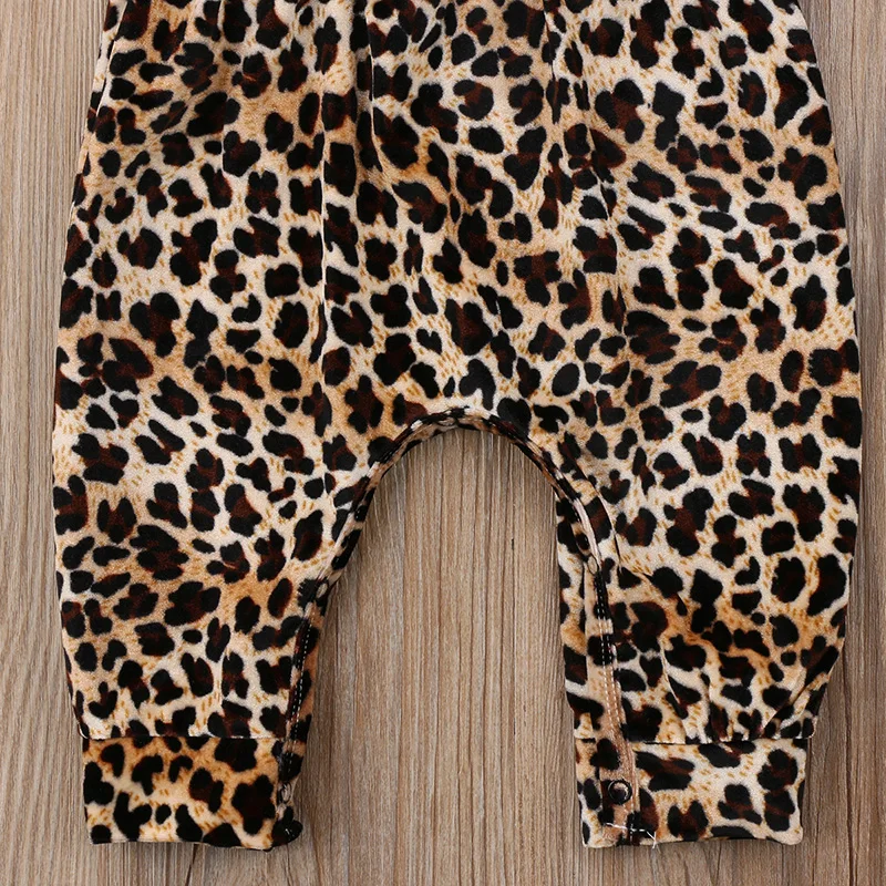 Leopard Newborn Baby Girl Summer Clothes Sleeveless Loose Romper Jumpsuit Harem Trouser Toddler Kids Fashion Sunsuit 0-24M | Мать и