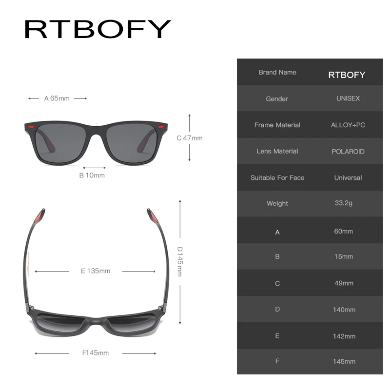 RTBOFY фирменный дизайн новинка 2018 Классические поляризованные солнцезащитные